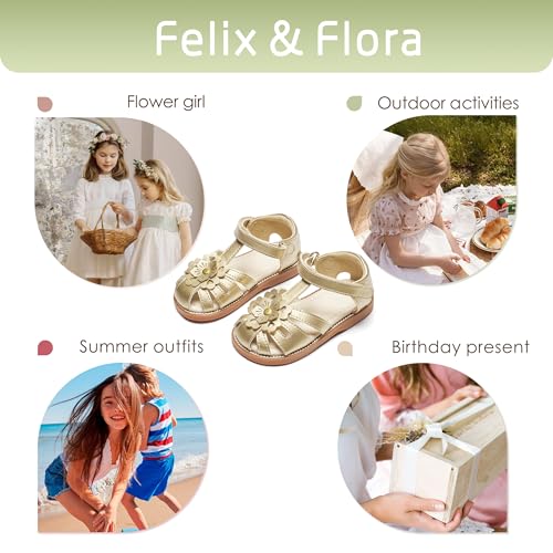 Image of Felix & Flora Toddler Girls Sandals Soft Rubber Princess Flat Shoes Flower Girl Shoes