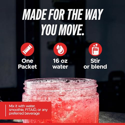 Image of FITAID Hydrate Clean Electrolyte Mix, Zero Sugar, Balanced Electrolyte Ratios: 600mg Sodium, 500mg Potassium, 125mg Magnesium, Watermelon Wave, for Exercise & Active Hydration, 14 Sticks