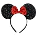 NiuZaiz 1pc Black Glitter Mouse Ears with Red Sequin Bow Headband for Party Decorations (Black Sequin Red)