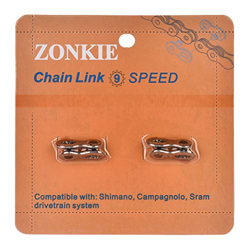 zonkie Kettenglieder, 9-fach Verschlussglied Missinglink Kettenschloss, Silber, 2 Stück