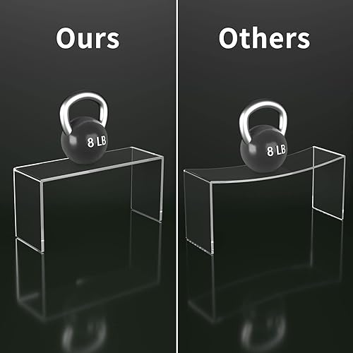 Miniatura 4 de HIIMIEI Elevador de exhibición de acrílico, 3 escalones de 9 pulgadas, elevadores de acrílico grandes, estante de exhibición rectangular