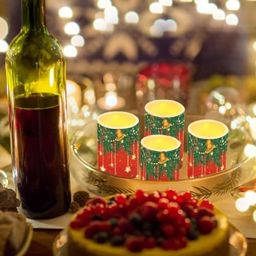 Image of Set of 4 Flameless LED Candles with Battery Powered Pillar Candles Tealights with Remote Timer Color Changing Christmas Bulb Lights Red