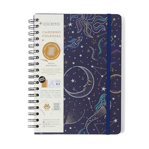 Caderno Espiral Astral Pautado 17X24 Maré Azul 160 Fls, Cicero