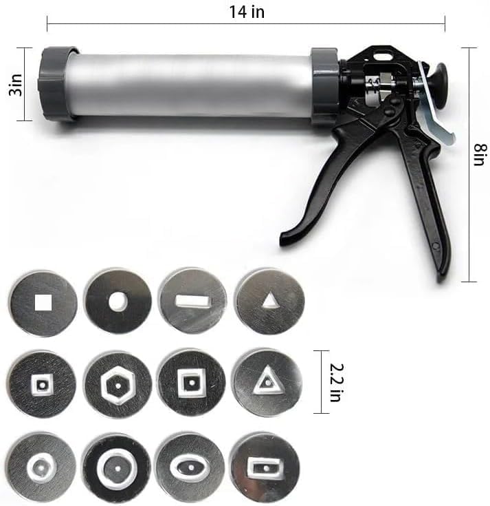 Miniatura 2 de Herramienta de extrusión de arcilla,Pistola extrusora de arcilla con 12 moldes diferentes,Extrusora de mano