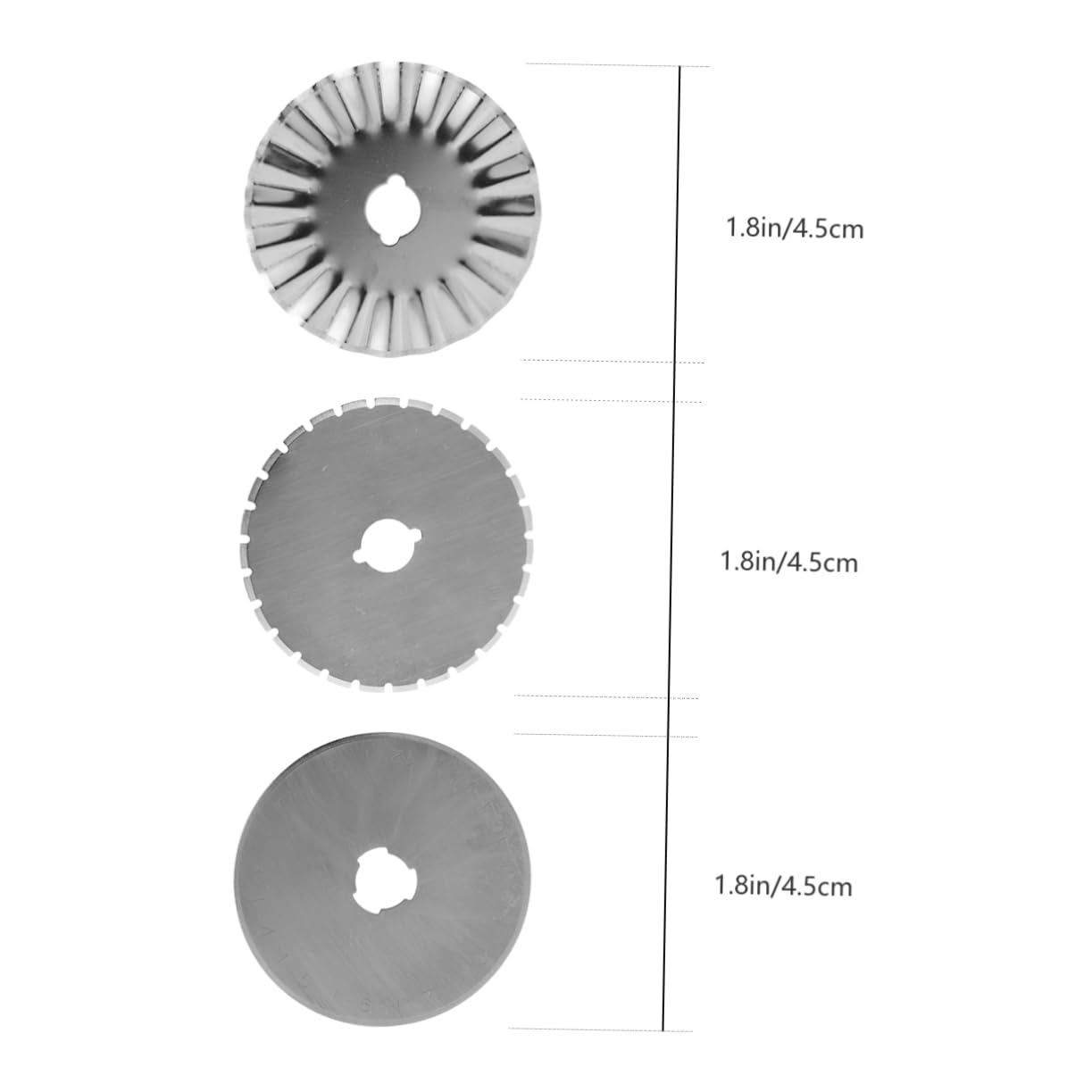CIMAXIC 7 Pcs Set of Rotary Cutter Blades 4 Straight 1 Dashed 2 Wavy Replacement for Sewing Fabric Leather Paper Crafts Storage Case Included