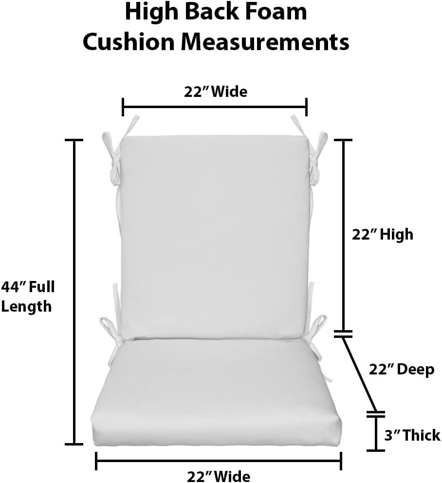 RSH DECOR: Foam High Back Seat Cushion | 44” x 22” x 3" | All-Weather Spun Fabric | Water and Fade-Resistant | Outdoor Chair Cushion for Patio Furniture | Cancun (Blue, Green)