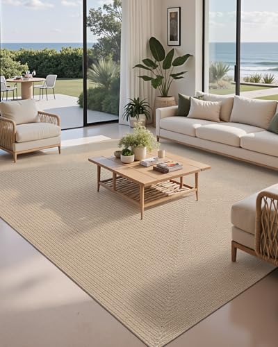 Image of Handmade Rectangular Jute Carpet Beige - Natural Fiber Rug for Living Room & Bedroom | Eco-Friendly & Durable | Size 3x10 Feet, Color- Beige