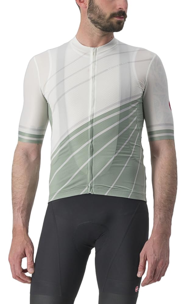 CASTELLI 4523014-065 Speed Strada Jersey Men's T-Shirt Ivory/Defender Green M