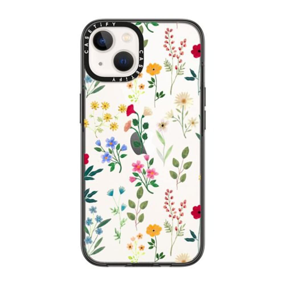 CASETiFYCompact iPhone 14 Case [2X Military Grade Drop Tested / 4ft Drop Protection] - Spring Botanicals 2 - Clear Black
