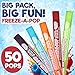 Freeze Pops, 50 Count Ice Pops Bulk Pack of Refreshing Assorted Flavors, Enjoy Popsicles Frozen and Ready Anytime, Bright, Fruity and Fun Flavor Ice Freeze Pop for All Ages