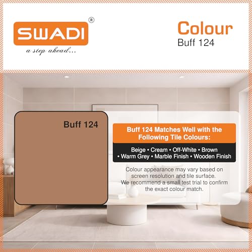 Image of Swadi Epoxy Tile Grout EG07-1 kg (Ivory-105), 2-Component Stain-Free, Water & Germ Resistant, Easy-Clean, Food-Grade Certified for Kitchen, Bathroom & Balcony Tile Joints