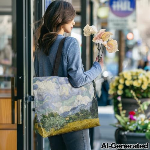 Image of Art Lover Zippered Tote Bag Waterproof Large Work Tote Bags, Artwork Women's Purse Handbags Travel Totes