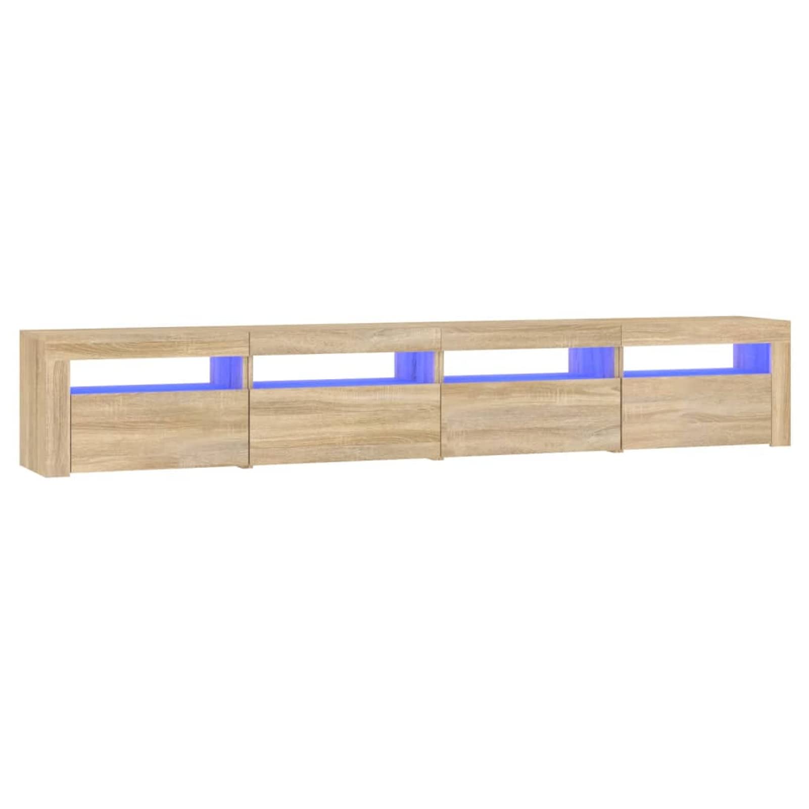 IKAYAA Mueble para TV de 240 cm Con Iluminación LED, Armario Bajo, Aparador Salón, Diseño Moderno y Elegante, Roble Sonoma, 240 x 35 x 40 cm