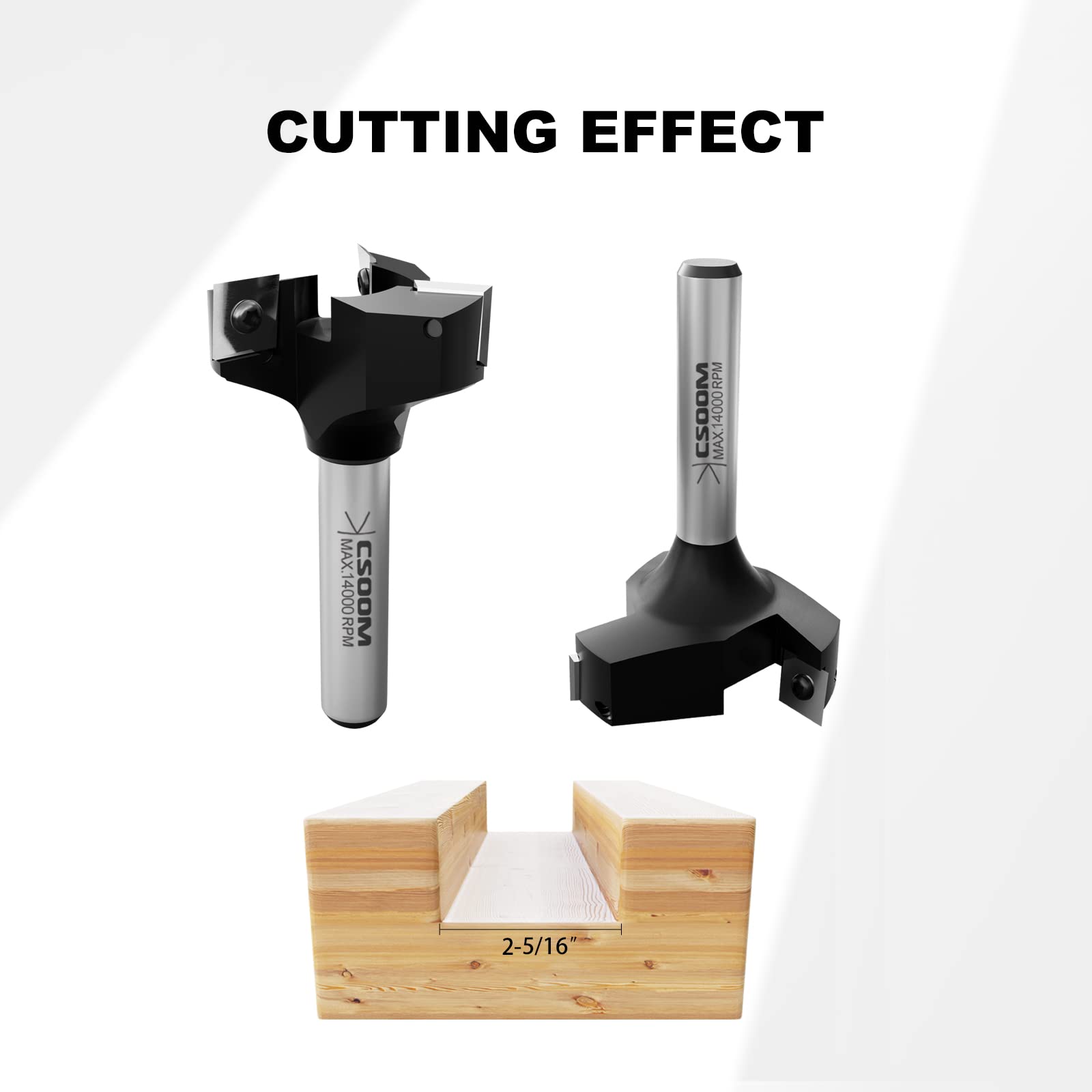 CSOOM Punta per fresatrice CNC Spoilboard, codolo da 1/2", diametro di taglio 5,1 cm, 3 ali, punta per pialla per legno, utensili per la lavorazione del legno, viene fornita con 10 lame di ricambio