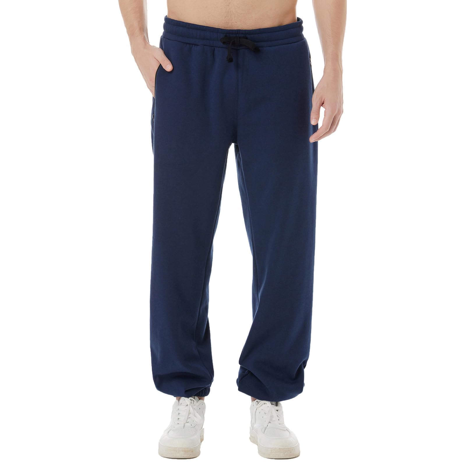 ineepor Pantaloni Tuta Uomo Invernali Pantaloni Termici Sportivi Uomo Felpata Pile Foderato Sherpa Joggers Pantaloni Larghi Baggy Cerniera Tasche Laterali
