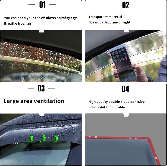 Deflectores de Aire para ID4.X 2021 deflectores Viento Lluvia y Ventanas Laterales techos de Cortavientos Ventana Coche 4 Unidades