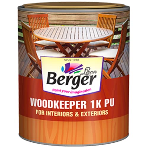 Image of BERGER Woodkeeper 1K PU Clear Wood Finish (Matt /Gloss) Ready-to-Use One Component Polish for Interior & Exterior Furniture, Doors, Balconie & Railing | Brush /Cloth Apply | 36 Month Shelf Life | 200ml