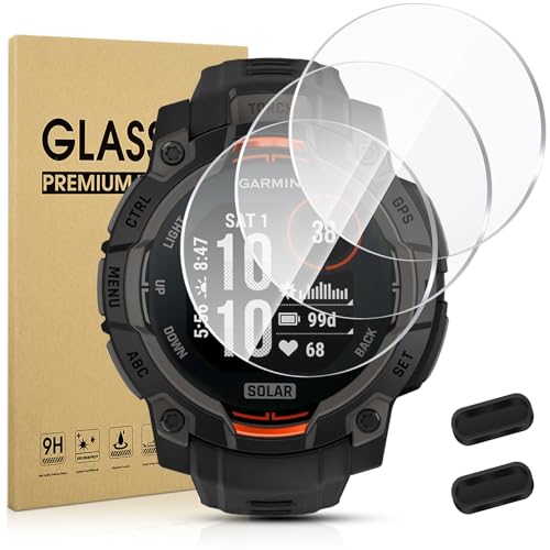 Protéger écran Garmin Instinct 3 contre rayures pack verre 9H et cache connecteur