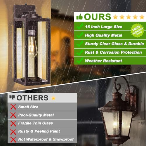Image of FILIYANO Large Dusk to Dawn Outdoor Wall Lights, Oil Rubbed Bronze, 2 Pack