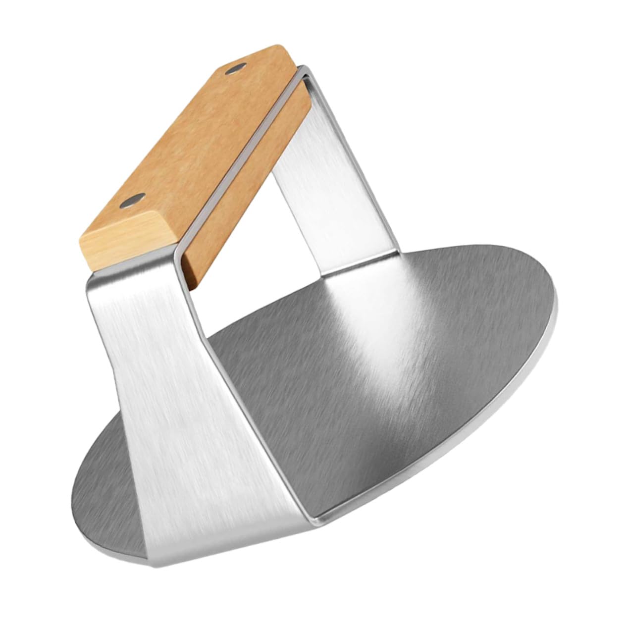 Gatuida Prensa Hamburguesas Acero Inoxidable con Mango Ergonómico de Madera para Cocina Aplastador Manual de Carne Redondo Fácil Limpieza y Uso Seguro