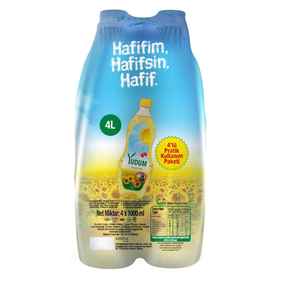 Yudum Ayçiçek Yağı 4x1 lt Pet