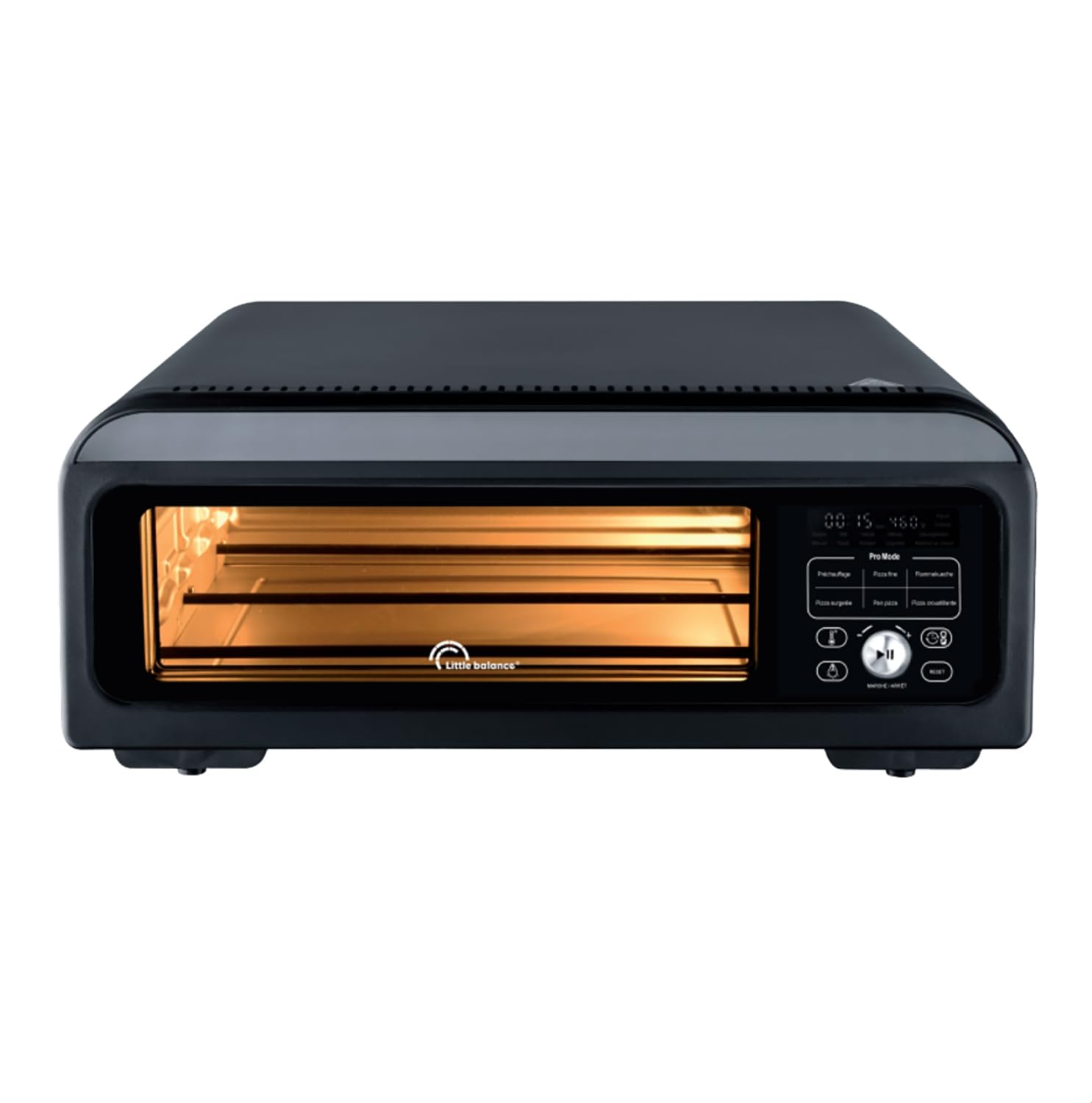 LITTLE BALANCE 3041 Pizza Revolution, Horno de Pizza Eléctrico, Multifunción 2 en 1, Horno tradicional, 10 modos de cocción, 4 accesorios, Piedras para pizza, hasta 400 °C, 2000 W, Negro