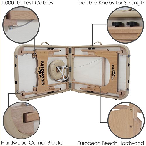 STRONGLITE Portable Massage Table Package Shasta - All-In-One Treatment Table w/ Adjustable Face Cradle, Pillow & Carrying Case (28"x73") - Thumbnail 3