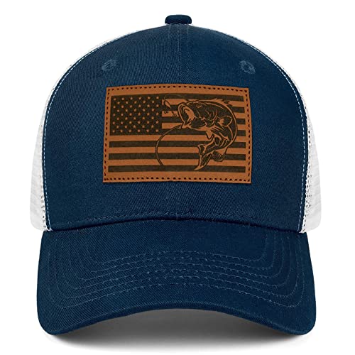 Simocked Fish American Flag Trucker Hat Fishing Hat - Fishing Gifts For Men - Snapback Baseball Cap #TOP3