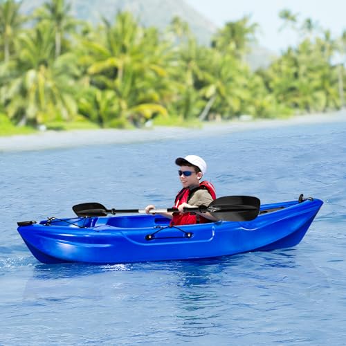 Image of Fishing Kayaks, 12.4FT, 2-3 Person Sit on Top Kayak for Adults with Paddle & Comfortable Seat, Capacity of 600LBS, Hard Shell Recreational Ocean Kayak Boat