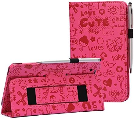 i-UniK Smartab 7" HD Tablet Case Compatible Model #ST7150 Smartab 7.0 HD Nougat Tablet Kickstand Folio Case [Bonus Stylus] (Cute Pink)