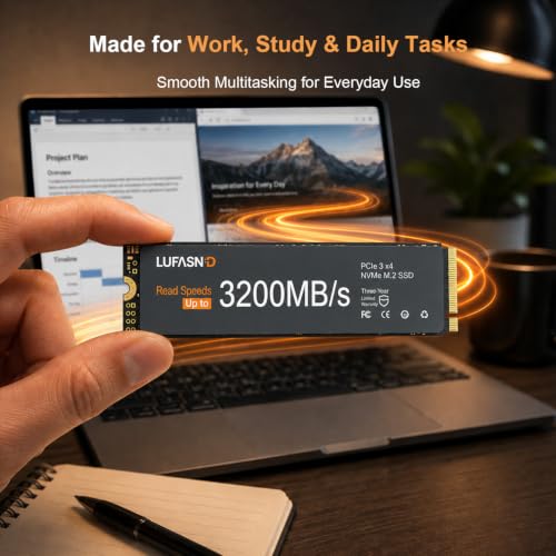 Image of 1TB M.2 NVMe SSD 2280, PCIe Gen3 x4 Internal Solid State Drive, Up to 3200MB /s, 3D NAND TLC with SLC Cache, High-Speed Storage Upgrade for Laptop & Desktop PC