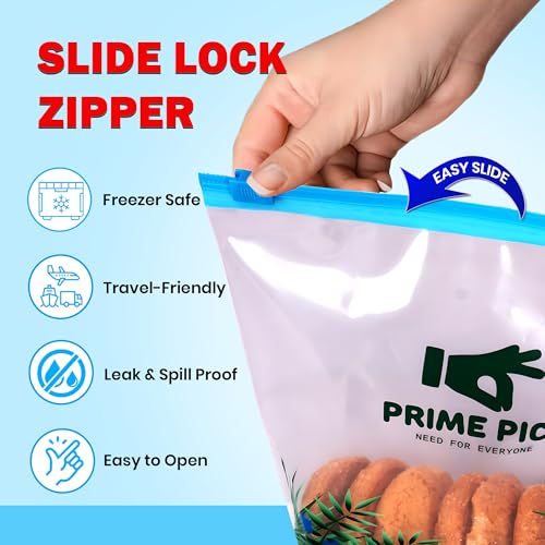 Image of PRIME PICK Multipurpose Zip Lock Storage Bags Small, Medium and Large, Reusable & Reclosable Double Zipper, Leak-Proof Food Grade Plastic, Microwave Freezer Saf (1, S)