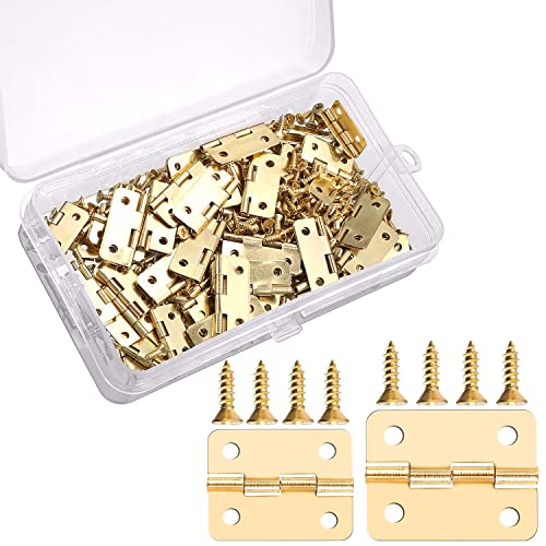 Hicarer 60 Pieces Small Hinges Retro Decorative Mini Hinges And 300 Pieces 7 Mm Micro Tiny Screws With Storage Box For Dollhouse Door Cabinet Crafts Wooden Jewelry Box Outdoor Decor, 2 Sizes (Silver) #TOP19