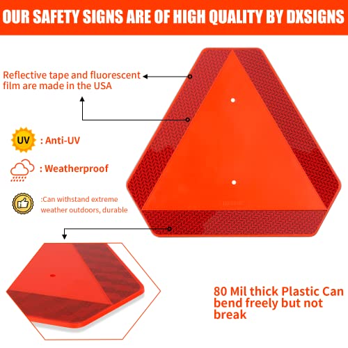 Slow Moving Vehicle Triangle Sign, Smv Sign, Orange Safety Triangle, Plastic 14"X16"X0.16"/5Mm Thick, Diamond Grade Reflective Up To 7 Years Outdoor For Golf Cart Accessories,Utv(Plastic) #TOP2