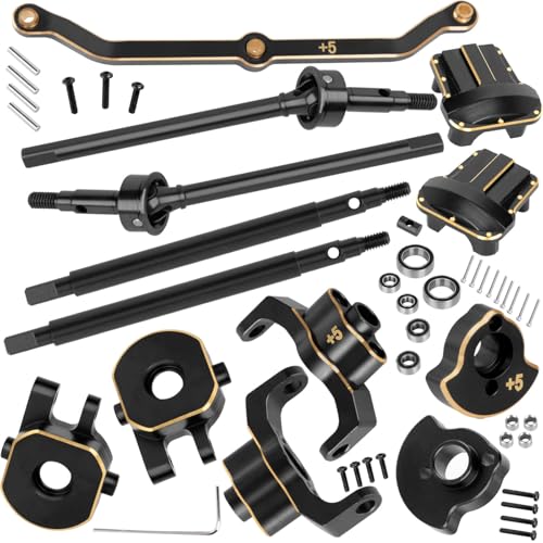 BRCatWPark RC Brass Axle widening (+5mm Wider on Each Side) Upgrades Part for 1/18 TRX4M,Front & Rear 5mm Wider on Each Side w/Front & Rear Axle Covers, RC Brass Axle widening