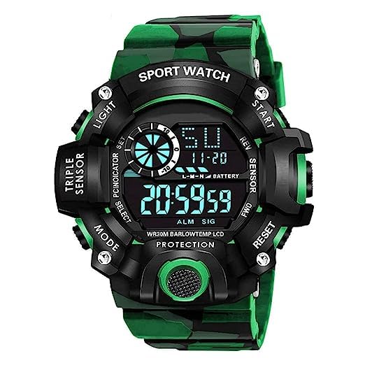 SELLORIA Digital Watch Shockproof Multi-Functional Automatic Black Color Strap Waterproof Digital Sports Watch for Mens Kids Watch for Boys Watch (Green MILITRY) (B0CCF5MM78) Amazon Price History, Amazon Price Tracker