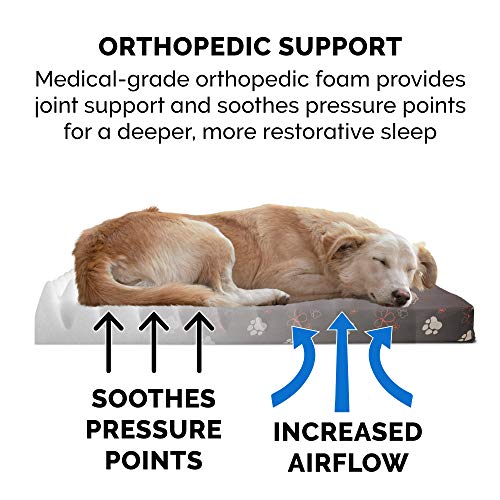 Image of Furhaven Water-Resistant Orthopedic Dog Bed for Small Dogs w / Removable Washable Cover, For Dogs Up to 20 lbs - Indoor /Outdoor Garden Print Mattress - Bark Brown, Small