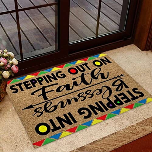Stepping Out On Faith Welcome Flannel Bathmat 24x16 Inch Indoor Entrance Porch Doormat Home Decor