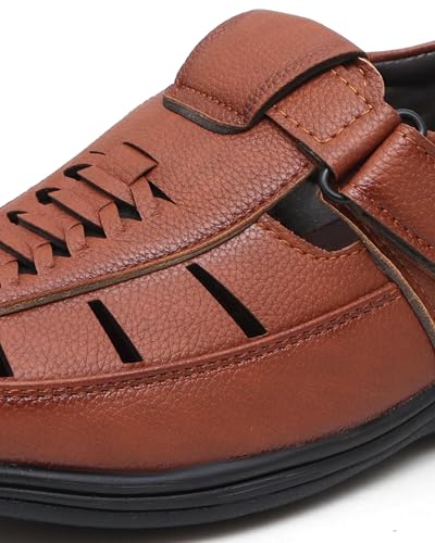 Image of Faux Leather Sandals for Men | Closed Fisherman Sandal