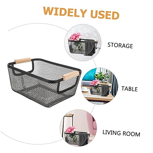 Cesta metálica rejilla negra PRETYZOOM rectangular de gran capacidad 4
