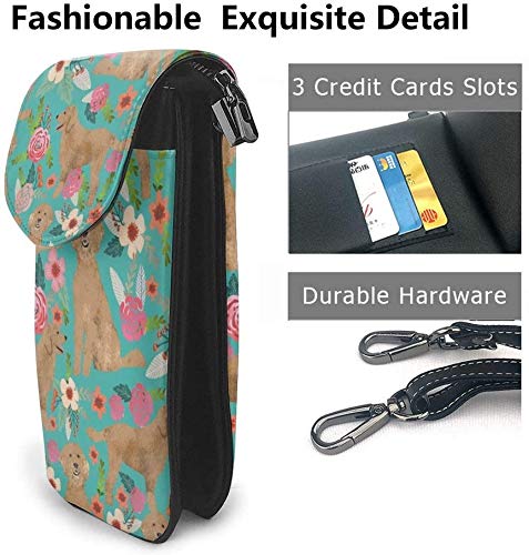 Golden Doodle Floral Dog Women Soft PU Leather Cellphone Purse Wallet Handbag Small Crossbody Shoulder Bag2