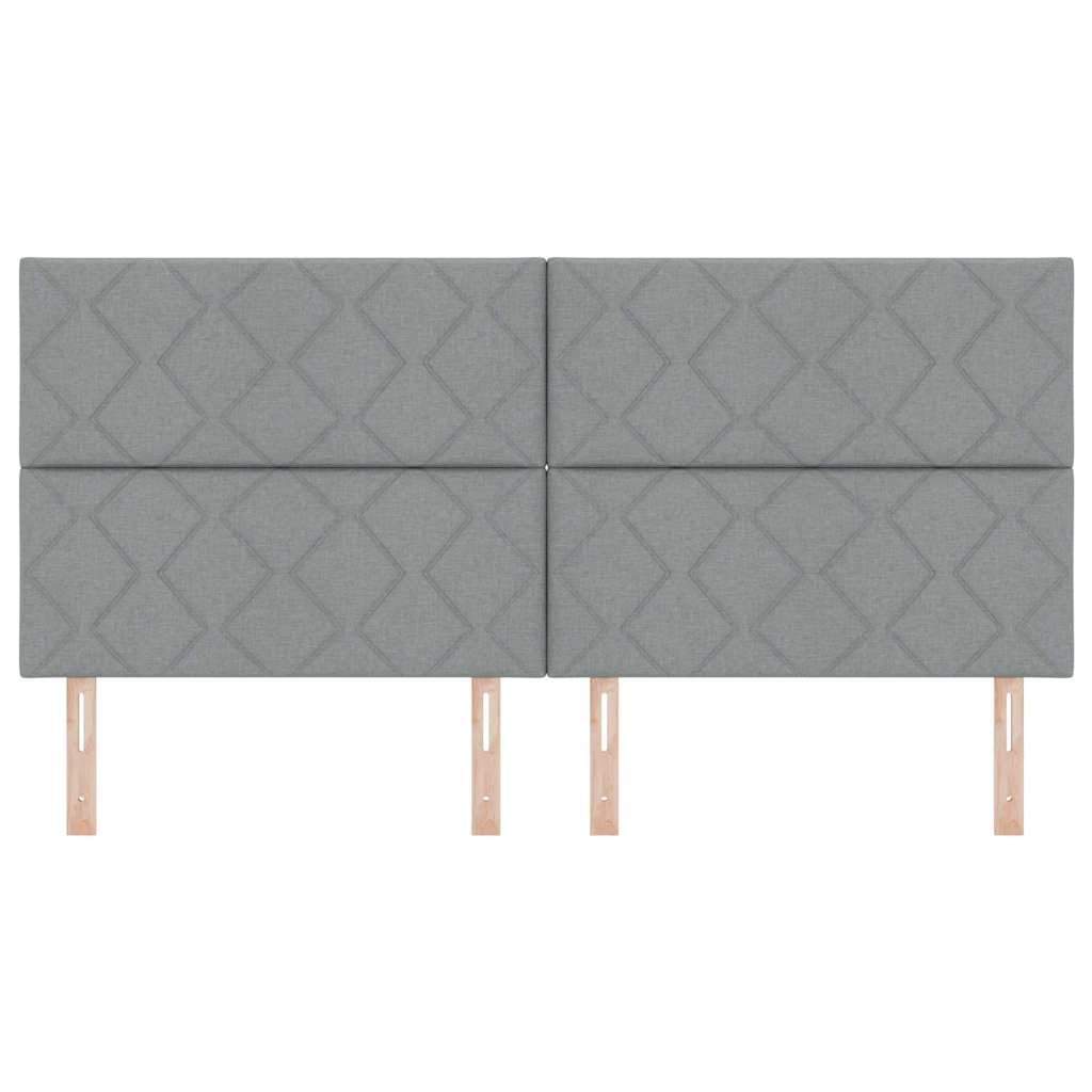 Cabecero de cama de 200 cm de ancho - Funda de tela gris claro - Acolchado con marco de madera de pino - Diseño moderno - Robusto y duradero - Altura ajustable - Para dormitorio, cama
