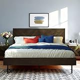 Marco de cama de acacia Alander tamaño Queen con cabecero alto, no necesita