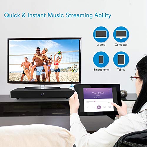 Pyle Surround Sound Tv Sound Bar - Bluetooth Compatible Wireless Soundbar For Tv W/Built-In Subwoofer Speaker - Television Sound Bar System W/Lcd/Digital Optical Audio/Rca/Aux/Usb - Psbv820Bt, Black #TOP3