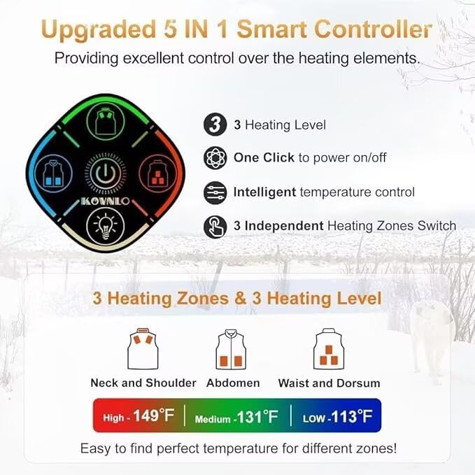 Image of KOVNLO Heated Vest Women, Electric Warming Heated Jackets, (Battery Pack Not Included) Smart Controller With Lights-out