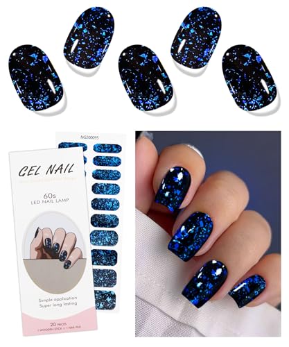JMEOWIO Uñas de Gel Pegatinas Azul oscuro Pegatinas Uñas Gel Nail Art Stickers Decoración