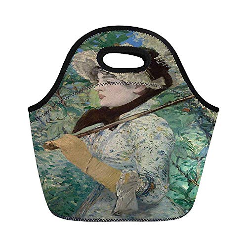 Jeanne Spring by Edouard Manet 1881 - Bolsas de almuerzo de neopreno aisladas con aceite para mujer, para trabajo, adultos, hombres, niños, picnic, fiambrera