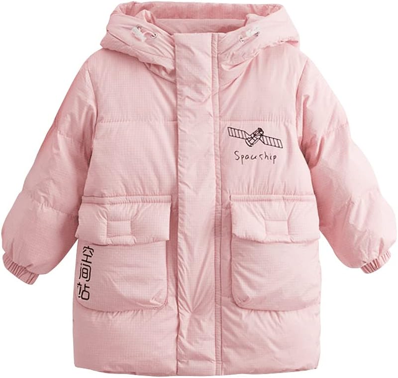 Kids Hooded Down Jacket Boys Girls Warm Padded Puffer Coat Windproof Casual Outerwear