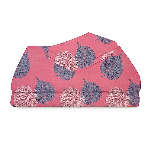 Image of HOMEKART 3D Printed 144 Tc Microfiber Double Bedsheet with 2 King Size Pillow Covers Breathable | Wrinklfree | Summer | Topsheet (Pink Cricle Print, 90 x 90 Inches)