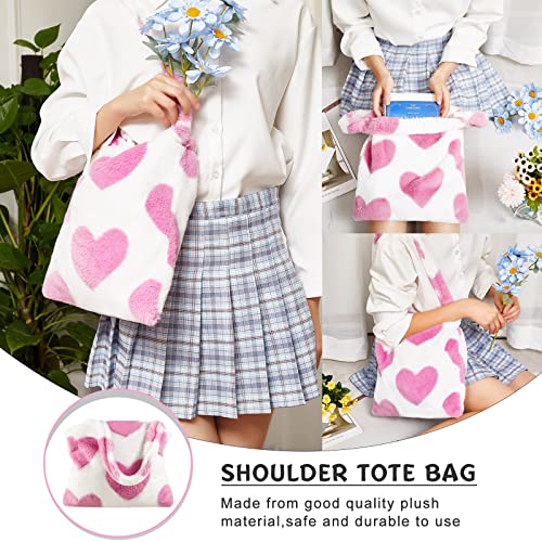Bolso Tote de hombro fluffy para mujer color rosa miniatura 7